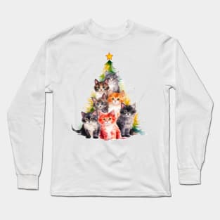 Cat Christmas Tree Long Sleeve T-Shirt